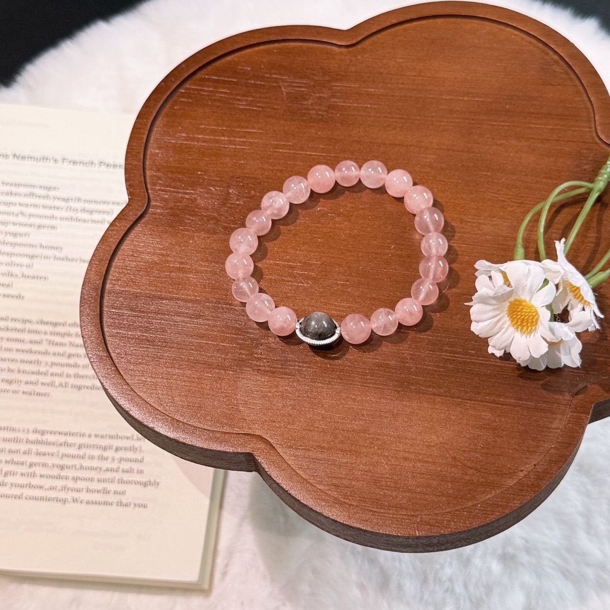 SILVER OBSIDIAN & ROSE QUARTZ COUPLE BRACELETS