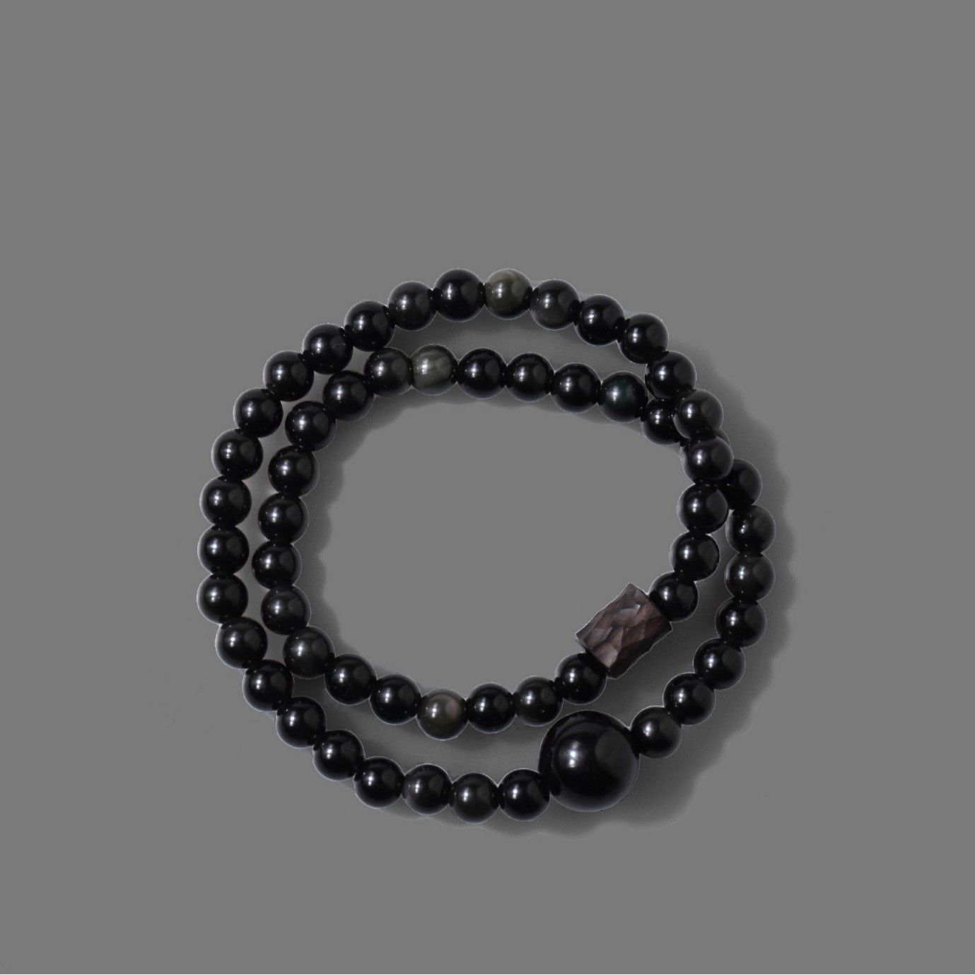 DOUBLE-WRAP OBSIDIAN & EBONY BRACELET