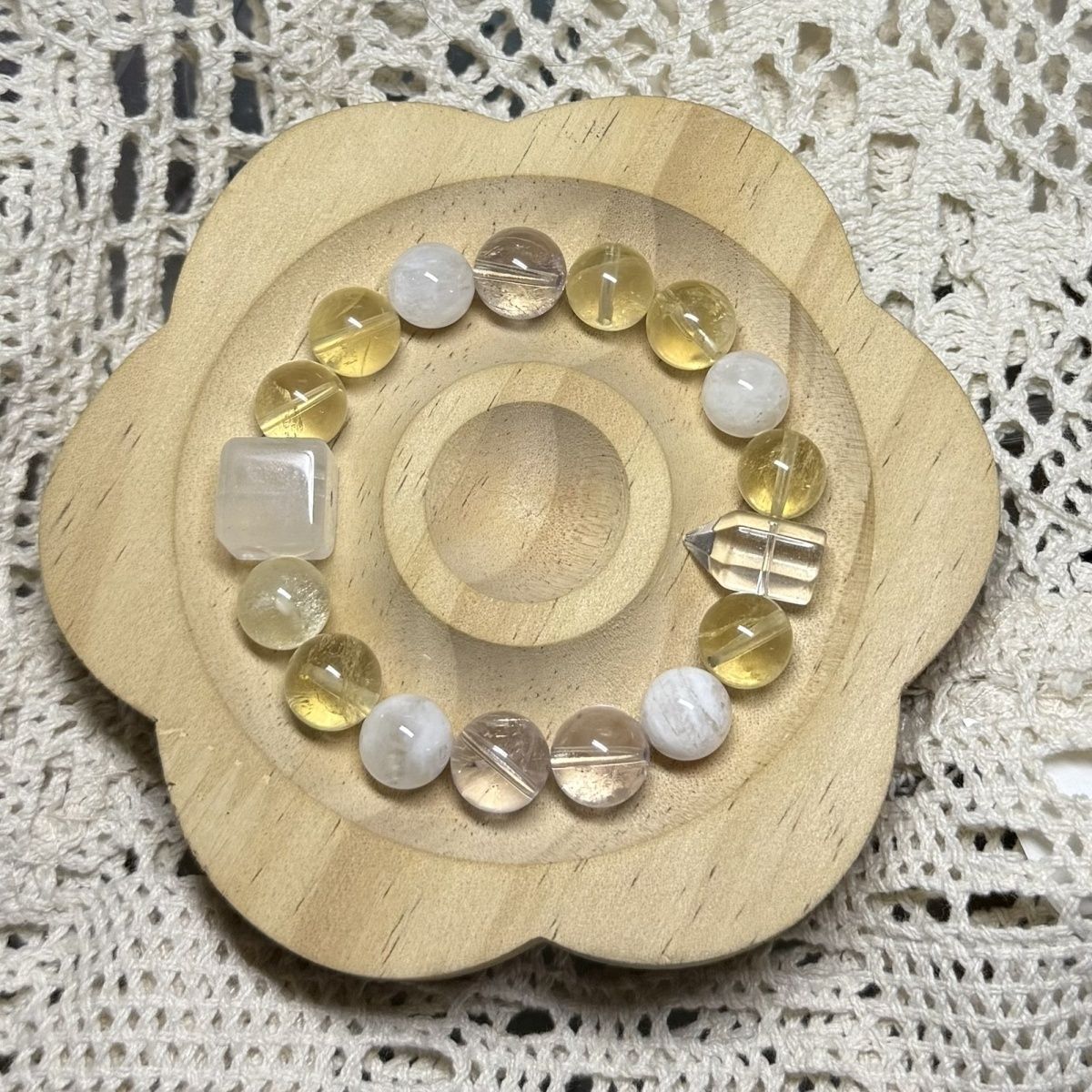 CITRINE & WHITE CRYSTAL SUGAR-CUBE BRACELET
