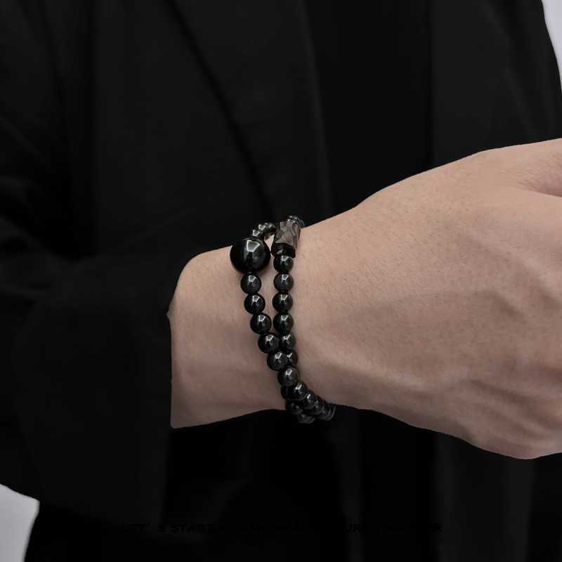 DOUBLE-WRAP OBSIDIAN & EBONY BRACELET 2