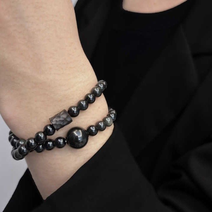 DOUBLE-WRAP OBSIDIAN & EBONY BRACELET 3
