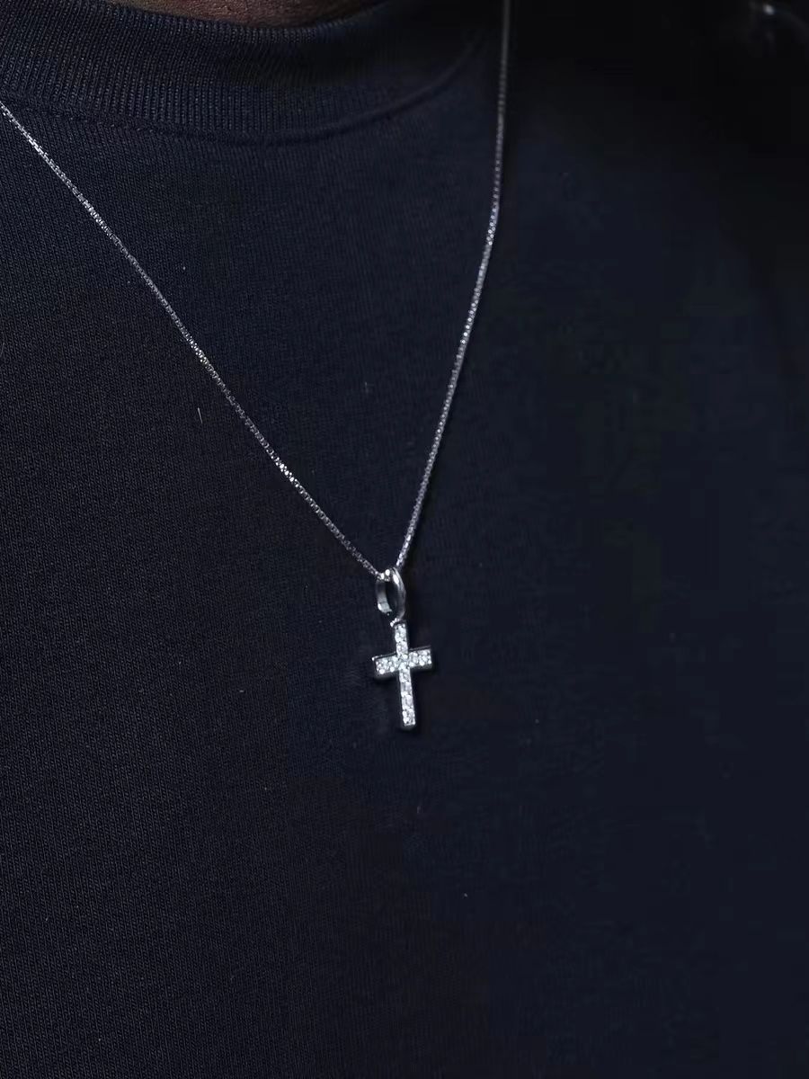 MINI PAVÉ CROSS NECKLACE 6
